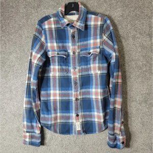 Abercrombie & Fitch Mens M Blue Plaid Button Up Shirt Heavy Over